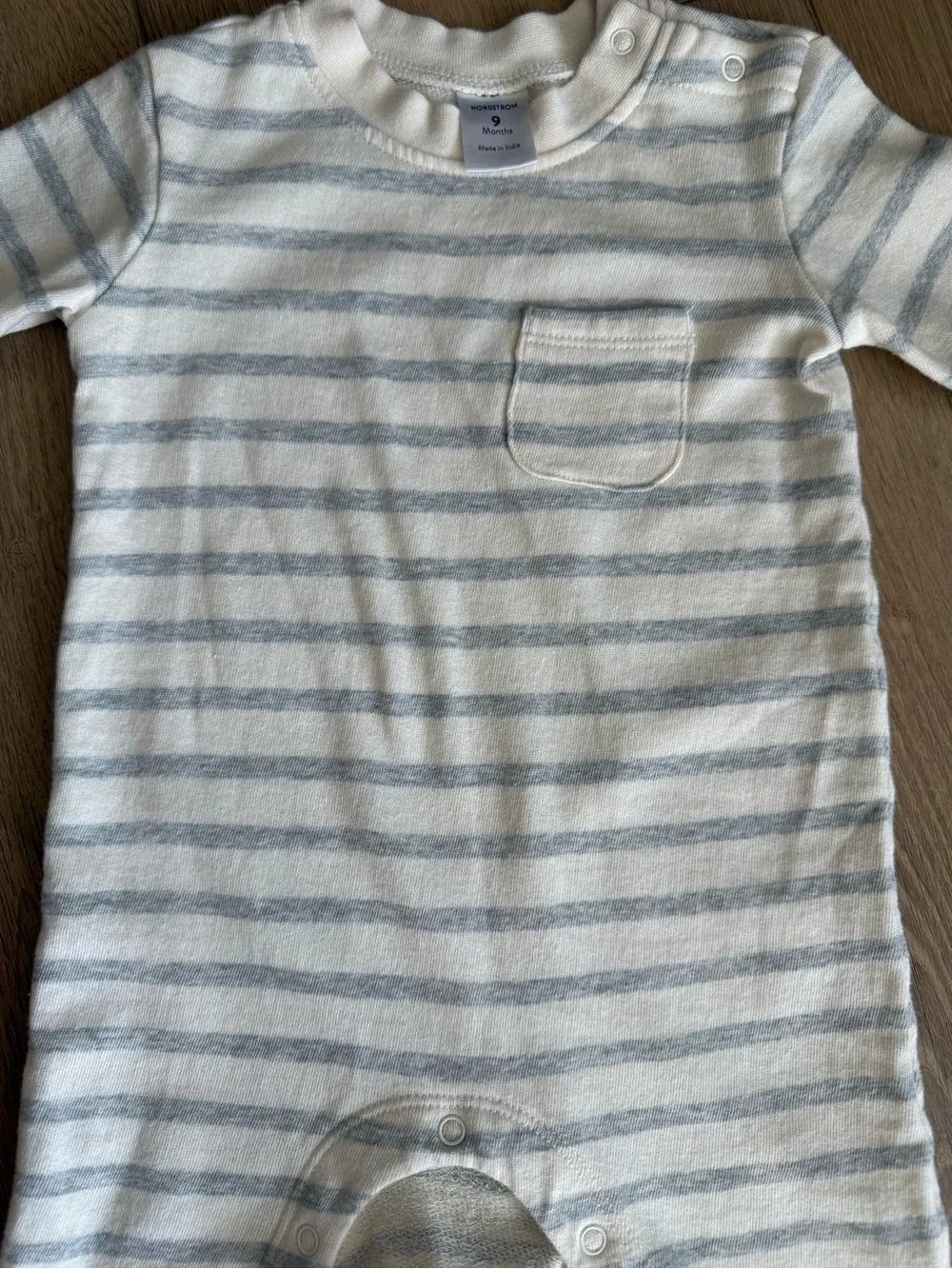 Nordstrom Cream & Light Gray Striped Baby One-Piece